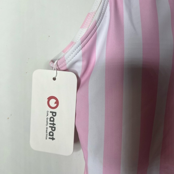 PATPAT  Womans Size XL Swimsuit One Piece Pineapple Pink Striped Build In Bra - Picture 9 of 11